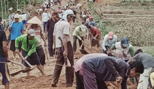 Warga Desa Bumijaya Gotong Royong Buka Badan Jalan Tembus Antar Desa