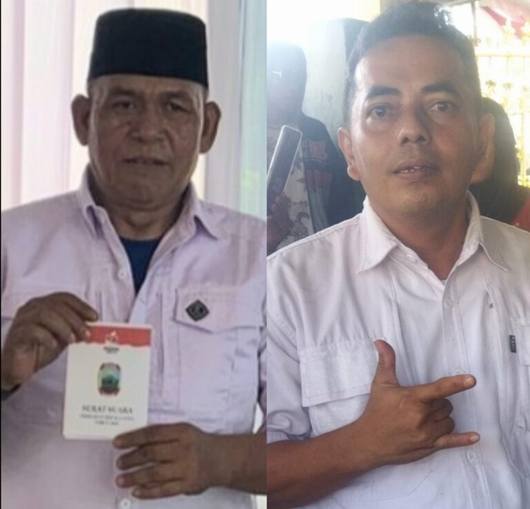 Kiri : Rusli pemenang pilkades Siringjaha, kanan : Aan Kurniawan pemenang pilkades Budidaya, foto : Agung Jalu