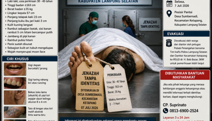 RSUD Bob Bazar Rilis Ciri-Ciri Jenazah Tanpa Identitas di Pesisir Ketapang, Warga Diminta Sebarkan Informasi Ini
